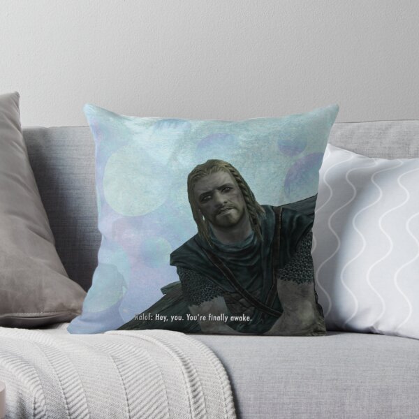 Hey You Youre Finally Awake Skyrim Meme Throw Pillow By Merch On Redbubble