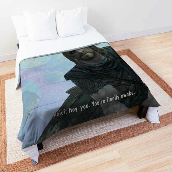 Hey You You Re Finally Awake Skyrim Meme Comforter By Blaacklight Redbubble