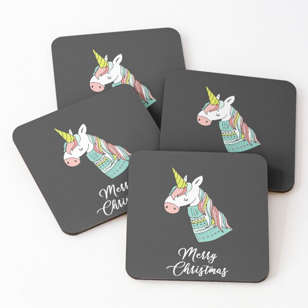 Item preview, Cute Christmas unicorn on dark background designed and sold by colourfulslug.