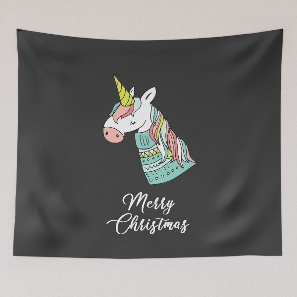 Item preview, Cute Christmas unicorn on dark background designed and sold by colourfulslug.