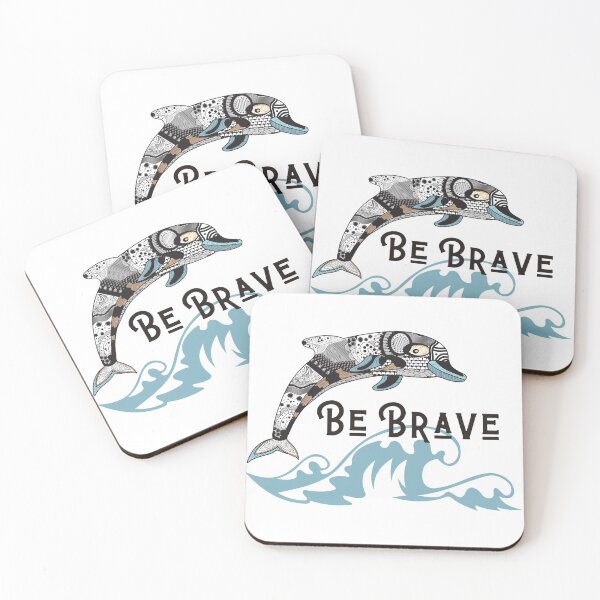 Item preview, Be Brave! Dolphin with patterns and Ocean Wave designed and sold by Pandoras-Boxx.