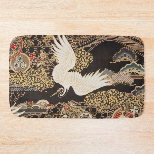 Item preview, VintageJapanese Cranes Gold and Black  designed and sold by Kristina  Sale.
