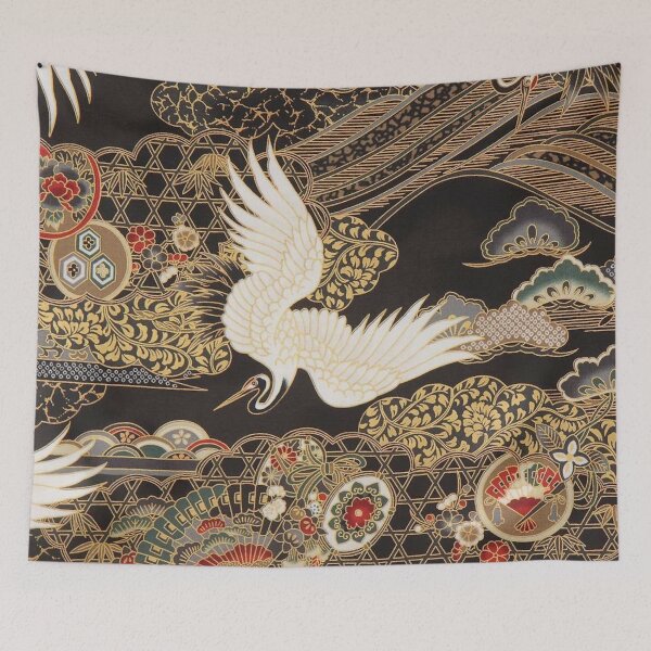 Item preview, VintageJapanese Cranes Gold and Black  designed and sold by Kristina  Sale.