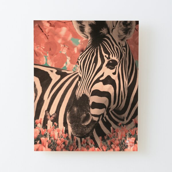 Pink Zebra Wood Mounted Print