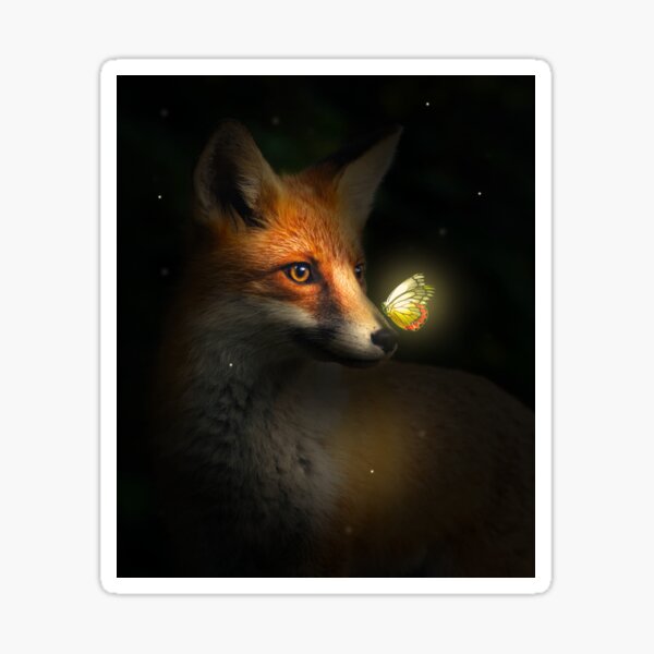 Fox and butterfly Sticker