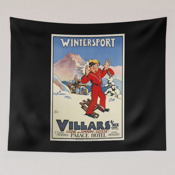Artikelvorschau, retro villars palace hotel wintersport vintage reclame entworfen und verkauft von CorasPosters.