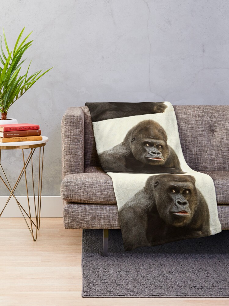 Alternate view of Gorilla King Throw Blanket