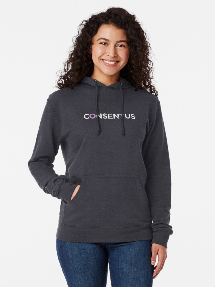Alternate view of Consentus in White Lightweight Hoodie