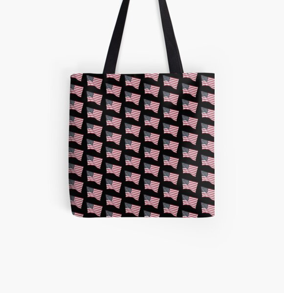 Flapping American Flags All Over Print Tote Bag