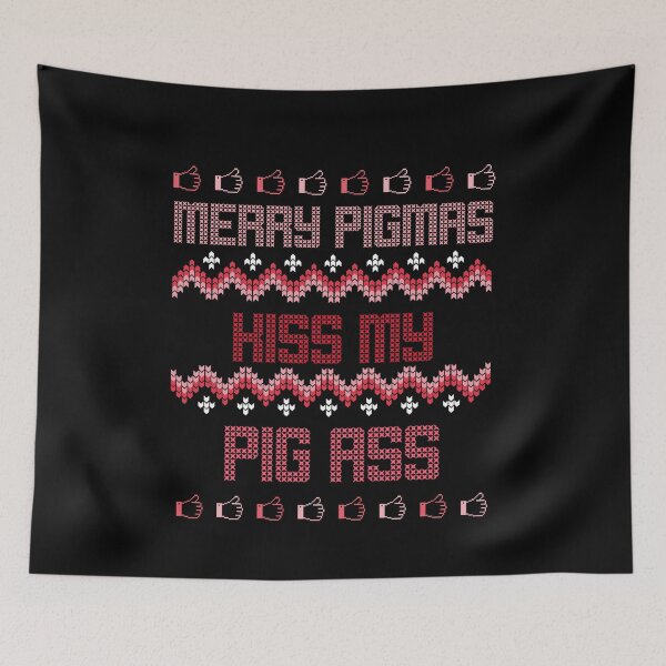 Item preview, Merry Pigmas Kiss My Pig Ass Funny Christmas Ugly Sweater designed and sold by jacks-tees.