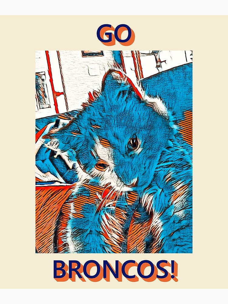 Discover Blue and Orange Kitten for the Broncos. t-shirts and home decor. Premium Matte Vertical Poster