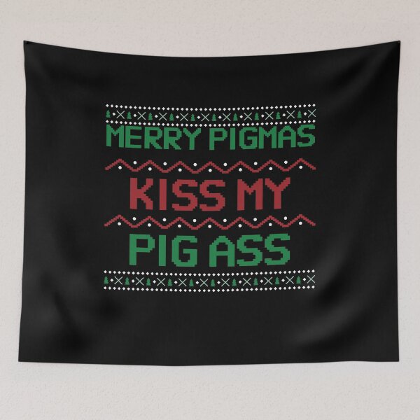 Item preview, Merry Pigmas Kiss My Pig Ass Funny Christmas Ugly Sweater designed and sold by jacks-tees.