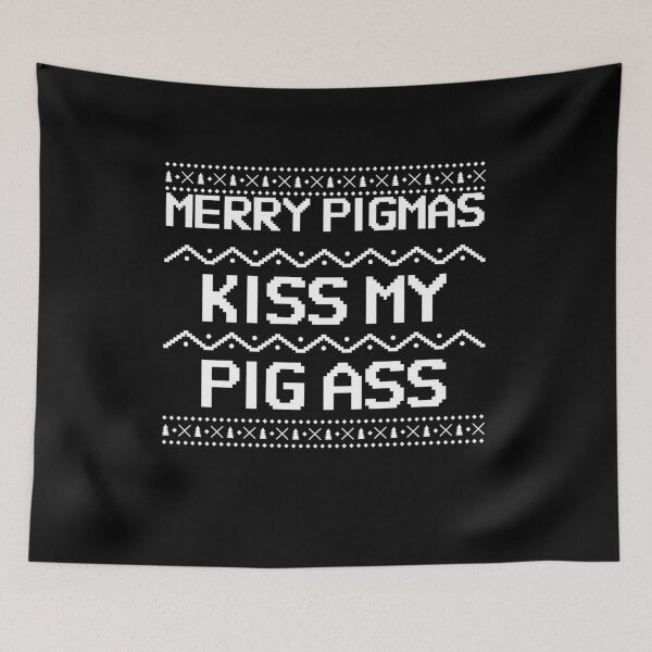 Item preview, Merry Pigmas Kiss My Pig Ass Funny Christmas Ugly Sweater designed and sold by jacks-tees.