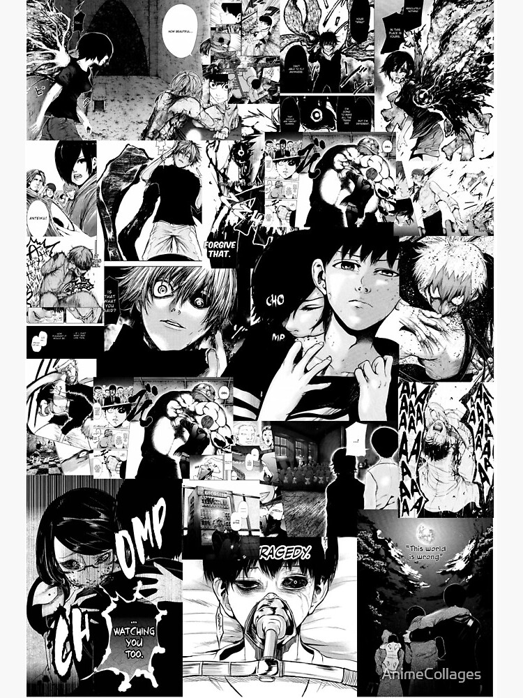 Tokyo Ghoul Manga Collage Art Board Print By Animecollages Redbubble