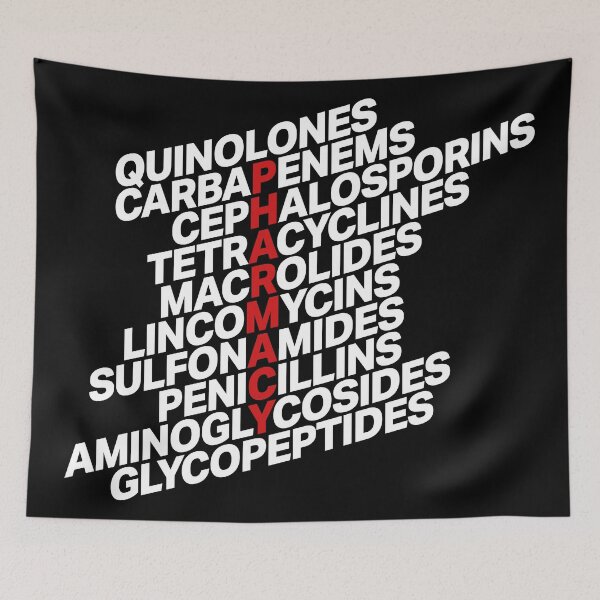 Item preview, Pharmacy antibiotic classes in black and white  designed and sold by Eenig.
