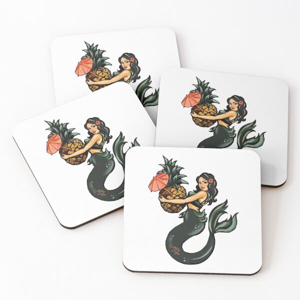 Item preview, A Cute Retro-Style Tropical Mermaid With A Pineapple designed and sold by The Whiskey Ginger Design Shop.