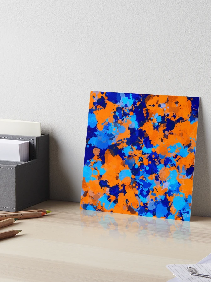 Blue and Orange Paint Splatter Art Board Print for Sale by BigTexFunk