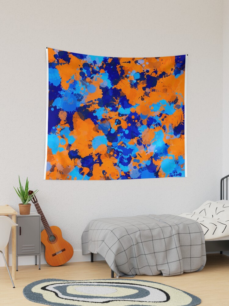 Blue and Orange Paint Splatter Art Board Print for Sale by BigTexFunk