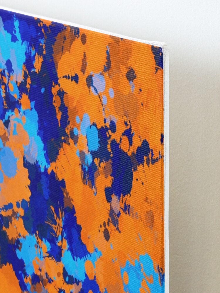 Blue and Orange Paint Splatter Mounted Print for Sale by