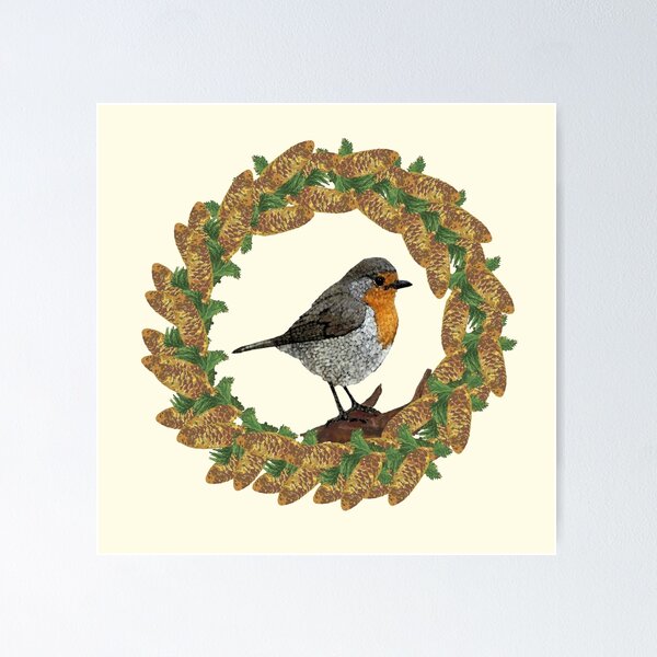 Item preview, Robin & Pine Cone designed and sold by StudioViArt.