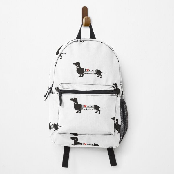 dachshund in backpack