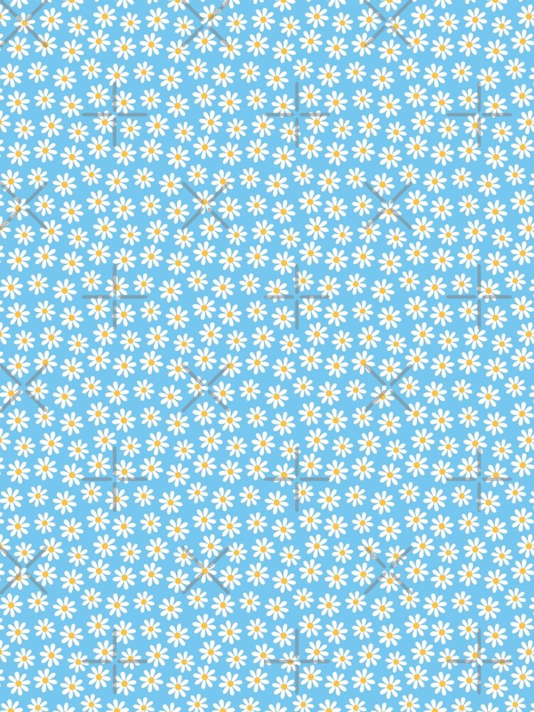 Disover White Daisies on Blue Seamless Pattern Print | Leggings