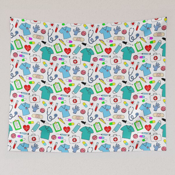 Item preview, Cute Doctor Nurse Medical Supplies Pattern designed and sold by ArtVixen.