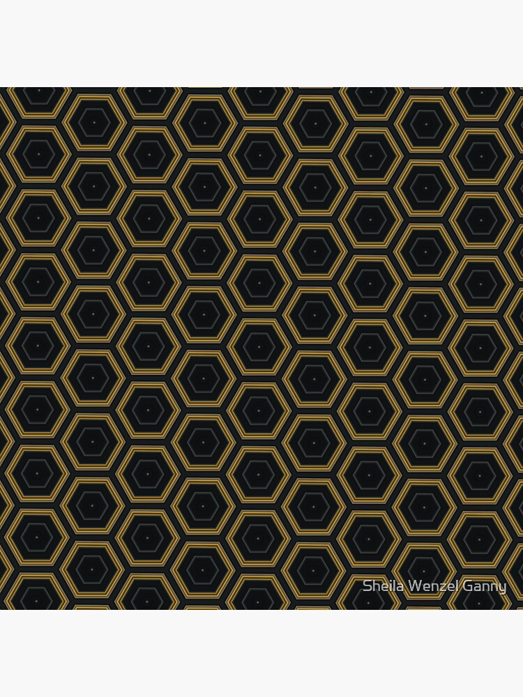 "Black Gold Hexagon " Sticker for Sale by SheilaWenzel Redbubble
