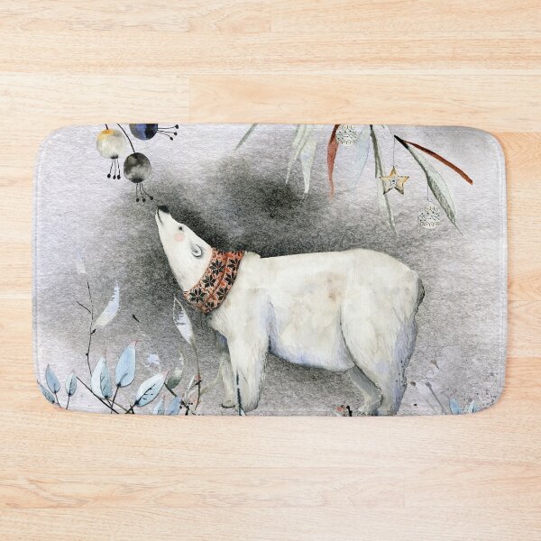Item preview, Winter Watercolor: Polar Bear and Berries designed and sold by J Marielle Designs.