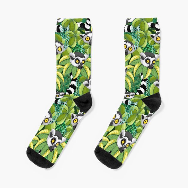 Lemurs in Madagascar Rainforest Socks