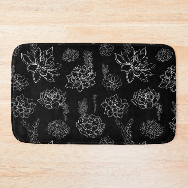 Item preview, White on Black Succulent Pattern designed and sold by adortopia.