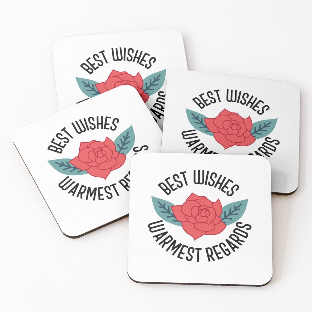 Best Wishes Warmest Regards Coasters (Set of 4)