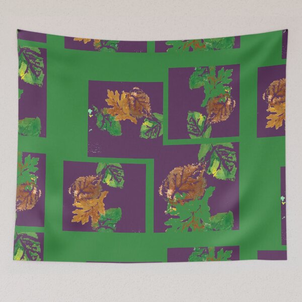 Item preview, Leaf Painting in Acrylic, Thanksgiving, digital emerald green background designed and sold by djrunnels.