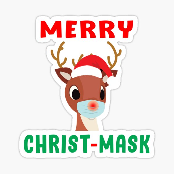 Merry Christmask Rudolph Red Nose Mask Reindeer. Sticker