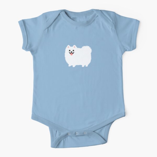 Fluffy White Pomeranian Baby Body Kurzarm