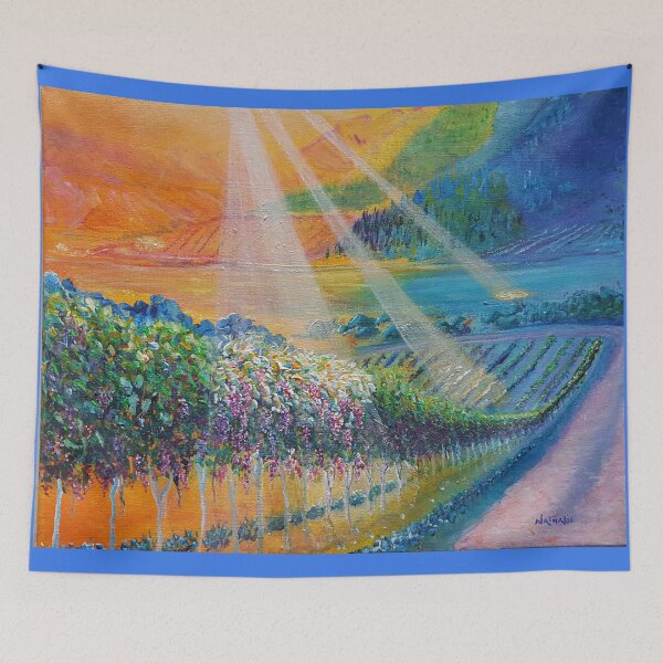 Item preview, Colourful Sunlight Vineyard Painting designed and sold by ArtDesignsByNat.