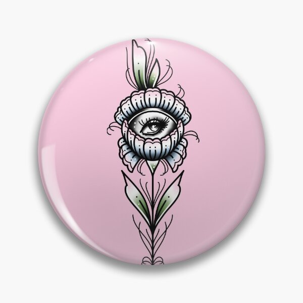 Item preview, Flower with Eye Vintage Cute Traditional Flash Tattoo designed and sold by Ella Mobbs.