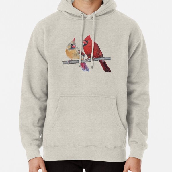 Northern Cardinals Pair painting (no background) Pullover Hoodie