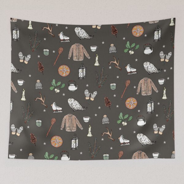 Item preview, Cozy Cozy Pattern (espresso background) designed and sold by Jordyn St. John.
