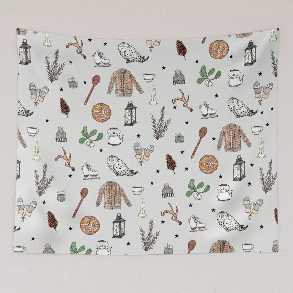 Item preview, Cozy Cozy Pattern (snow background)  designed and sold by Jordyn St. John.