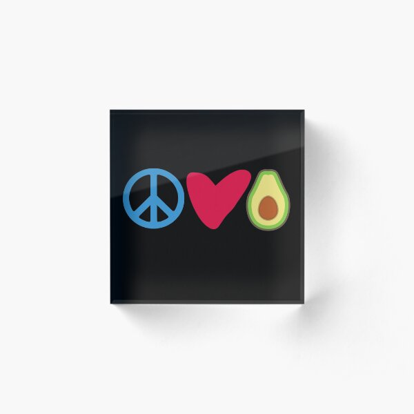 Peace Love Avocado, Avocado Lover Gift Acrylic Block