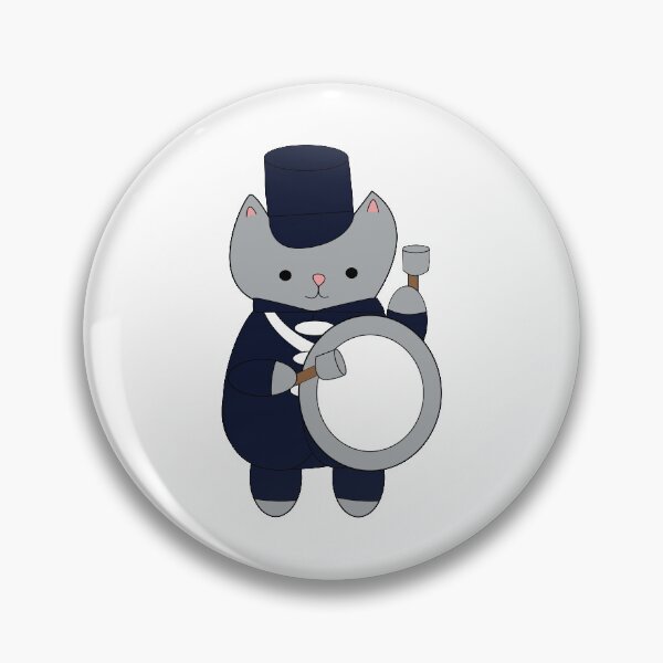 Item preview, Navy Blue and White Marching Band Bass Drum Kitty Cat designed and sold by ValeriesGallery.
