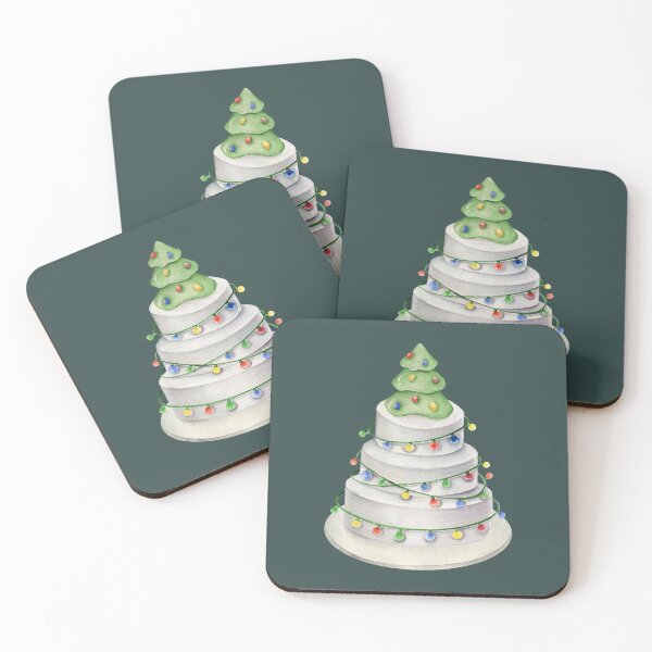 Item preview, Winter Christmas Tree Cake with Baubles and Lights designed and sold by Alicia Chee.
