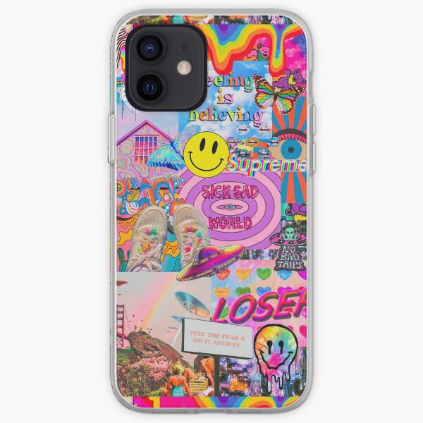 TRIPPY RAINBOW ACID COLLAGE iPhone Soft Case