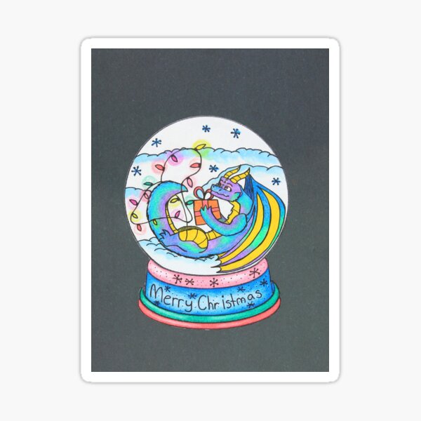 Item preview, Magical dragon in Christmas snow globe designed and sold by KyerasKreations.