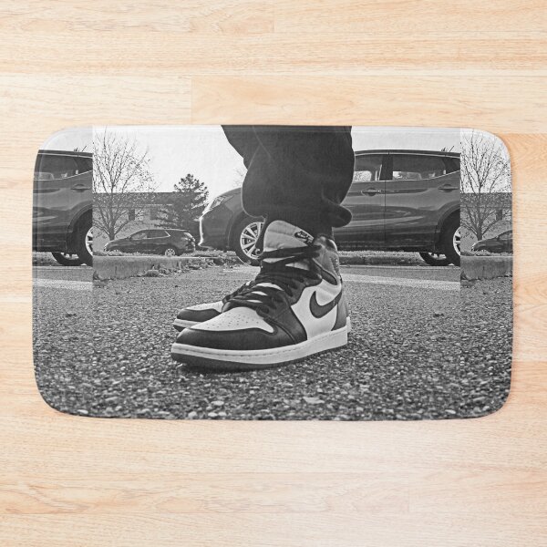 Item preview, AJ 1 Black Toe Sneaks Portrait on Feet Black and White designed and sold by RCPphotography.