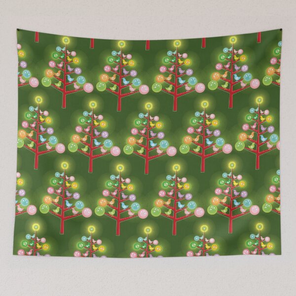 Item preview, Ten Colorful Whimsical Retro Chicks On Christmas Tree designed and sold by fatfatin.