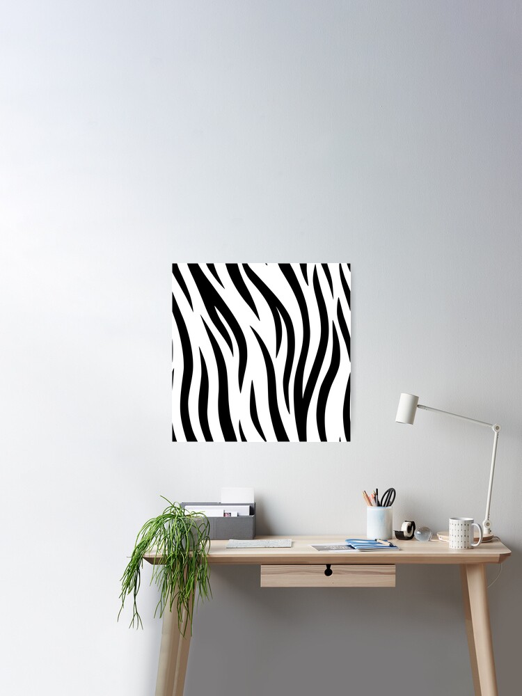  White Tiger Line Drawing Polygon Stripes Pattern Artwork Framed  A3 Wall Art Print: Posters & Prints