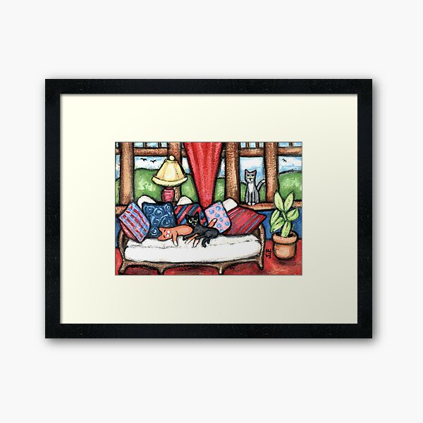 Cats Lounging In The Sunroom Art Framed Art Print
