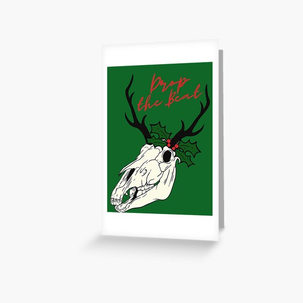 Mari Lwyd - Drop the Beat Red Greeting Card